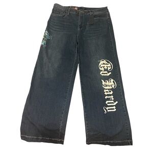 NWT Ed Hardy wide leg jeans - embroidered logo